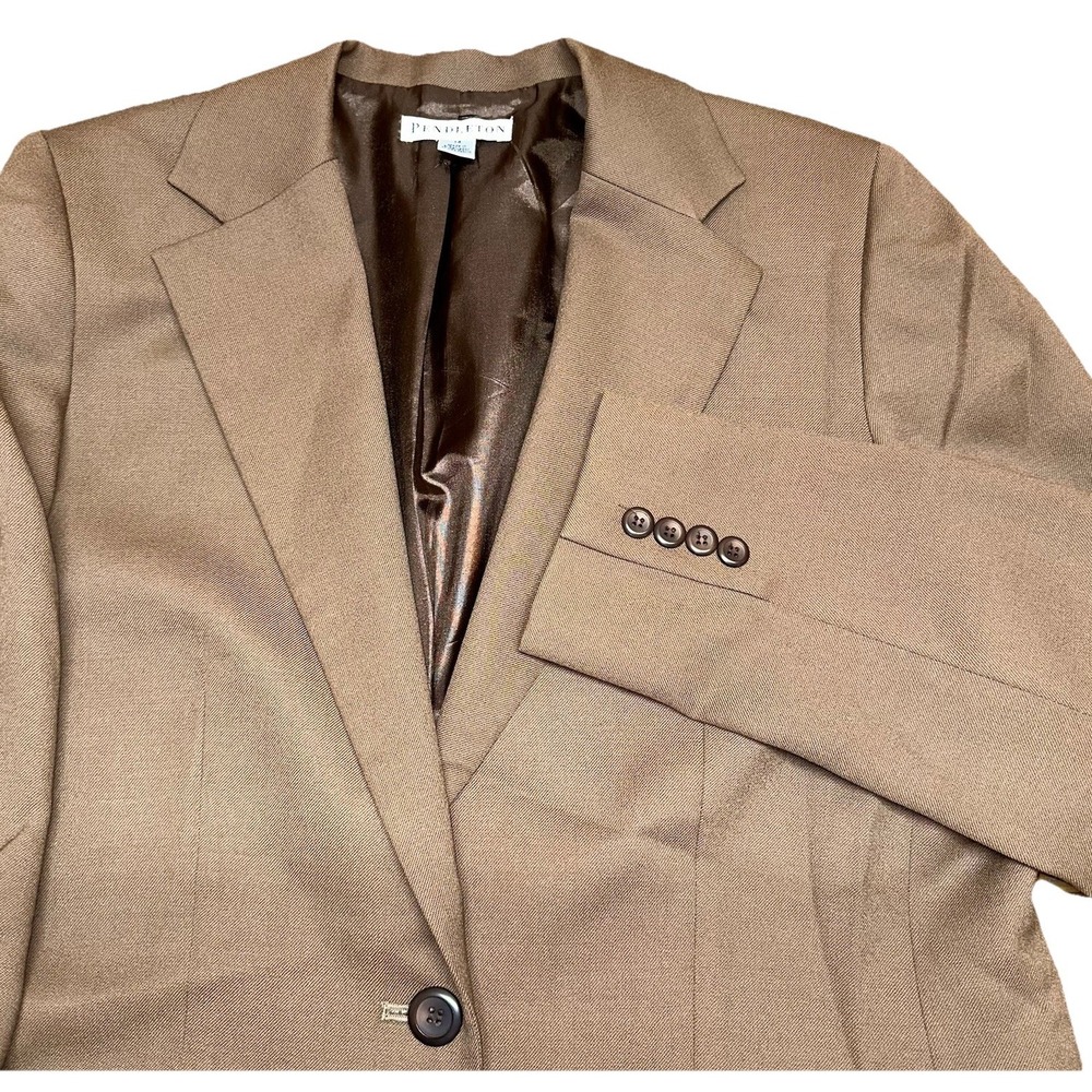 Vintage Pendleton Brown 100% Virgin Wool Blazer Jacket Career‎ Office Women's 14